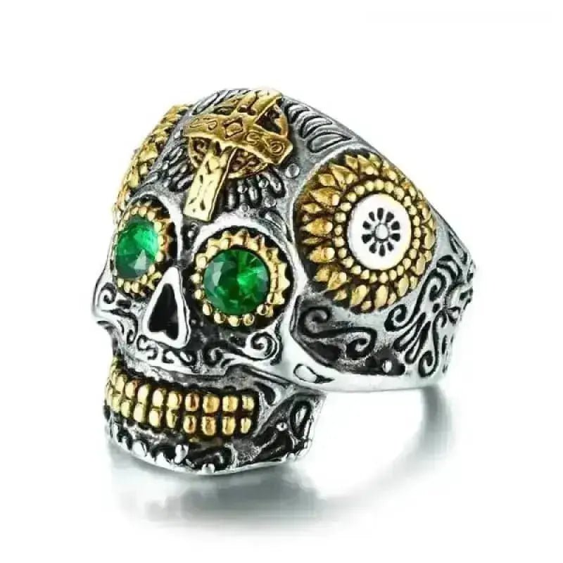 Bague motard - Crâne mexicain (Argent) - LE PRATIQUE DU MOTARD