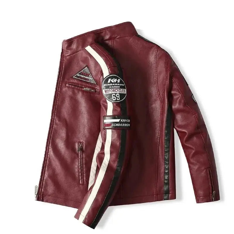 Blouson moto cuir vintage rouge - Speed RACE Le Pratique du Motard