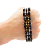 BRACELET CHAINE DE MOTO NOIR ET OR - Le Pratique du Motard