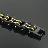 BRACELET CHAINE DE MOTO NOIR ET OR - Le Pratique du Motard