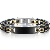 BRACELET CHAINE DE MOTO NOIR ET OR - Le Pratique du Motard