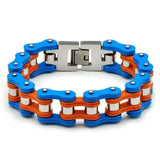 Bracelet chaine de moto Orange et bleu Le Pratique du Motard