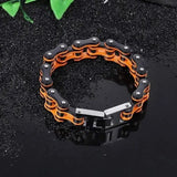 BRACELET CHAINE DE MOTO ORANGE ET NOIR - Le Pratique du Motard