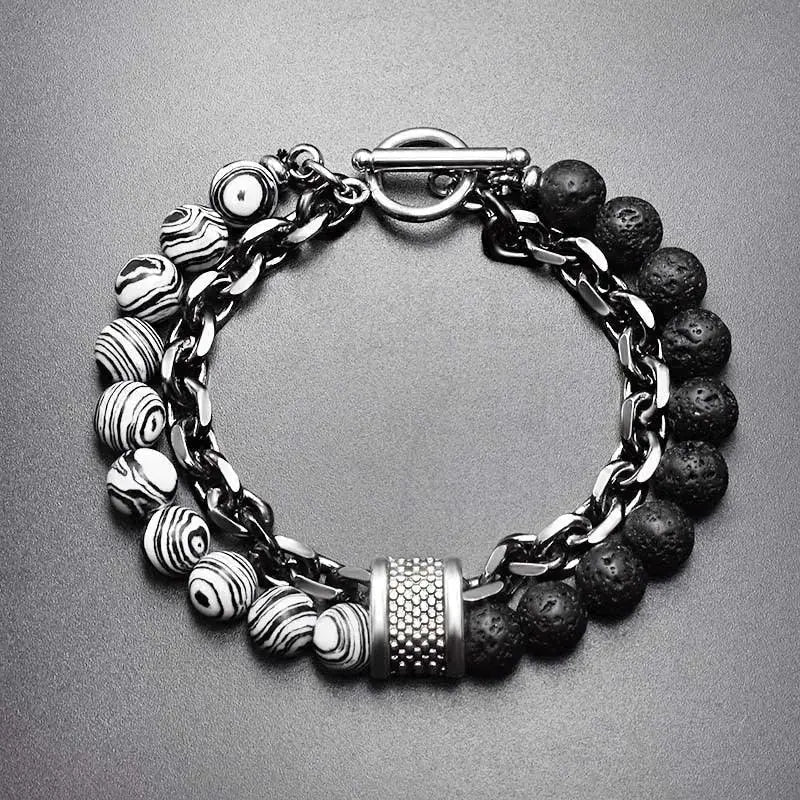Bracelet motard chaine et pierre - Le Pratique du Motard