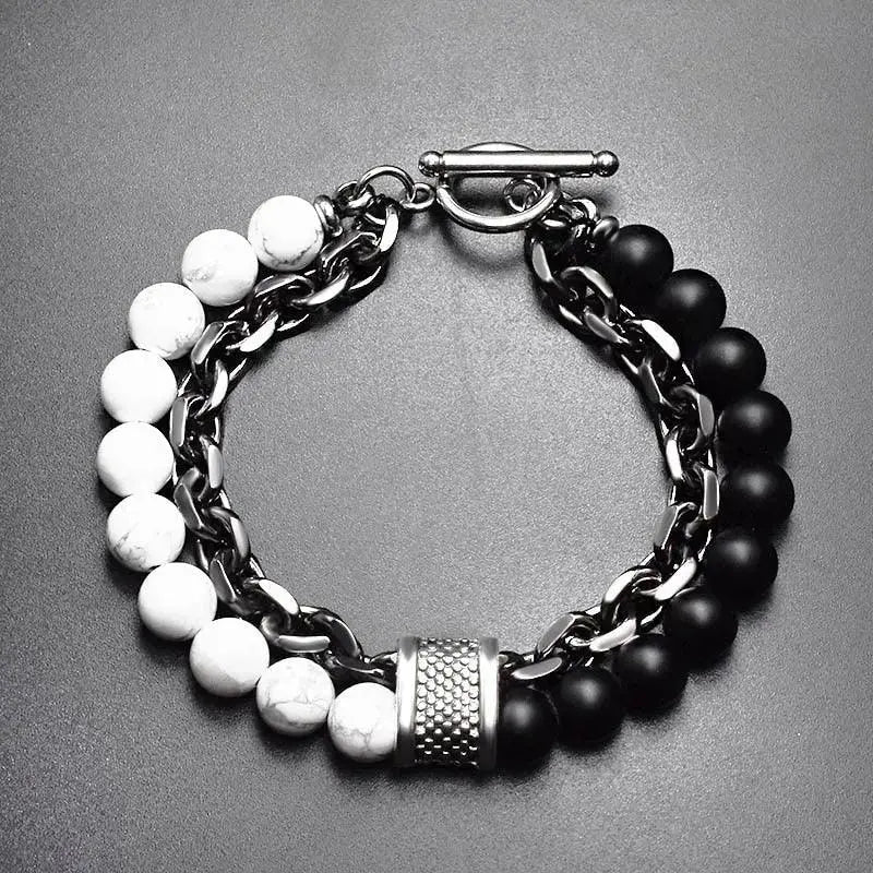 Bracelet motard chaine et pierre - Le Pratique du Motard