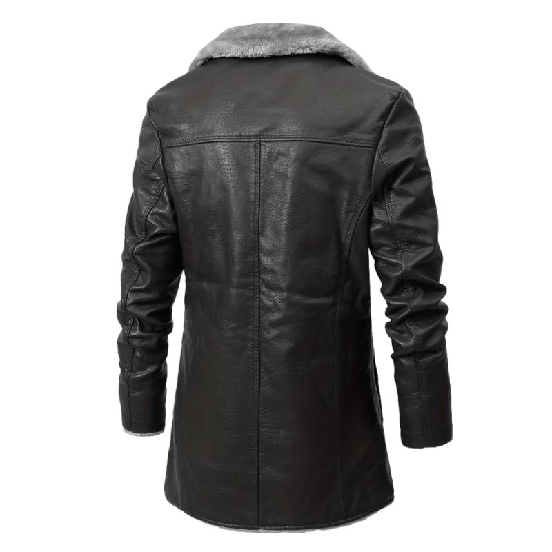 Manteau homme col fourrure- Noir - LE PRATIQUE DU MOTARD