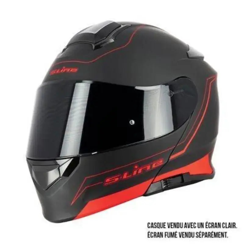 Casque Modulable Double écran Noir et Rouge MAT | SLine550 - Le Pratique du Motard