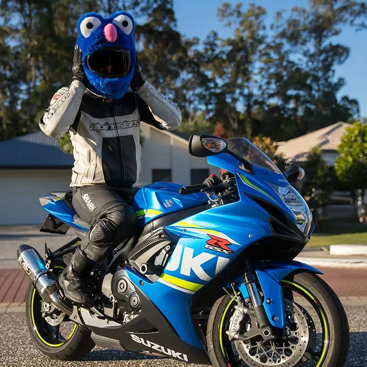 Couvre Casque Moto - Peluche bleu - Le Pratique du Motard