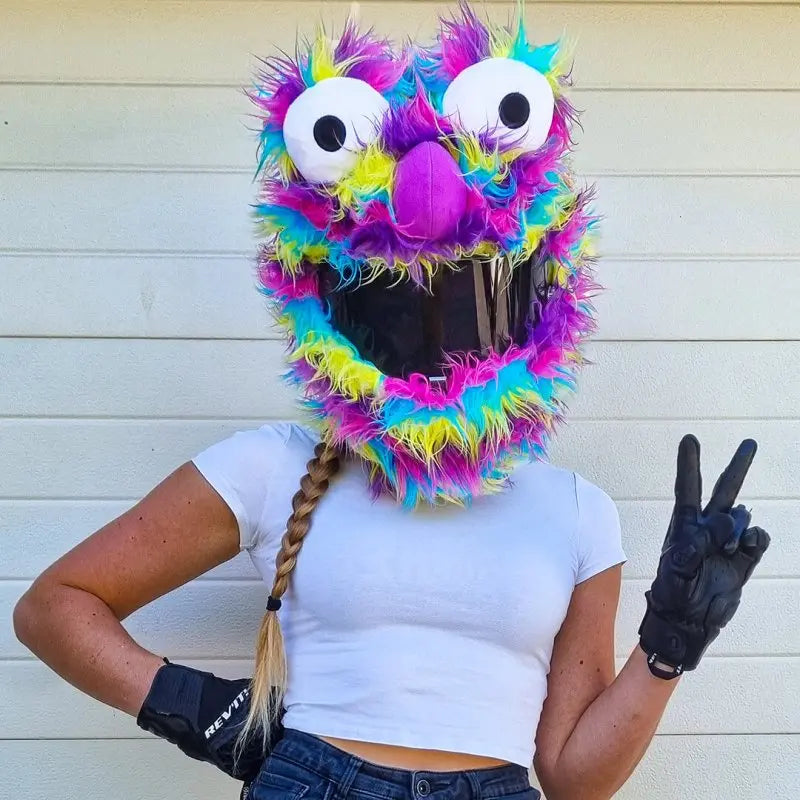 Couvre Casque Moto - Peluche Multicolor - Le Pratique du Motard