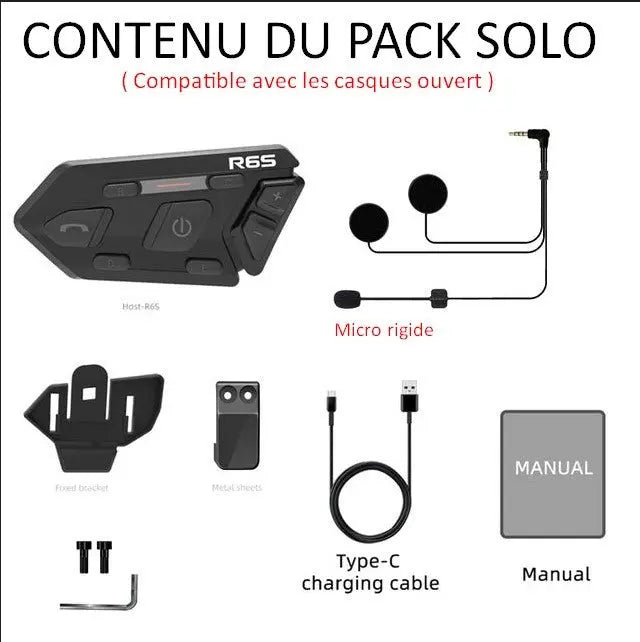 Intercom moto Bluetooth 5.0 - R6S - Le Pratique du Motard