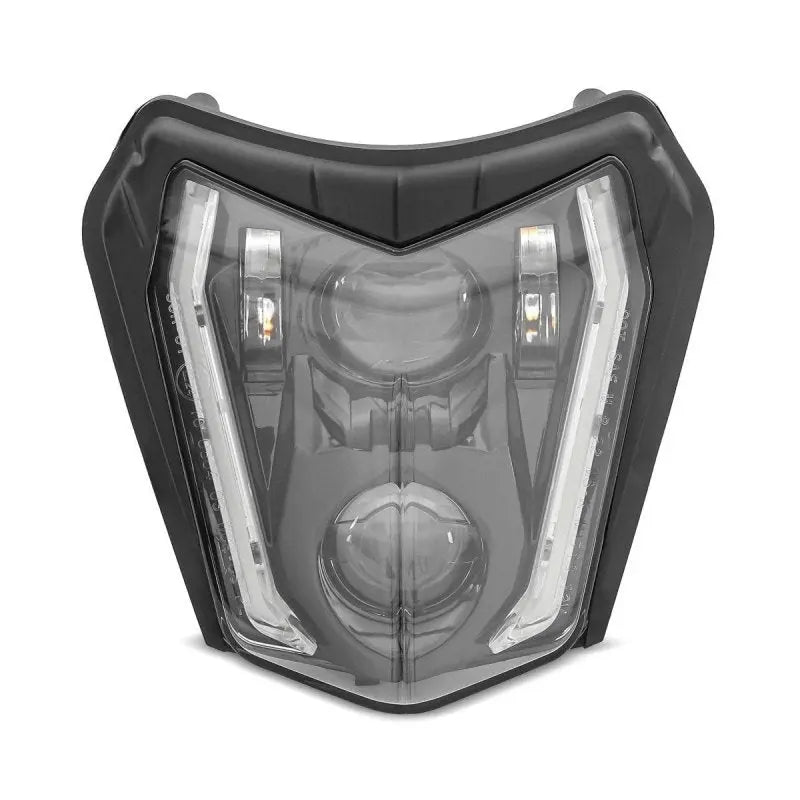 Lampe de Phare LED moto ECE homologuée + Plaque Enduro Offroad Universel XDure SW2 DRL blanc Le Pratique du Motard
