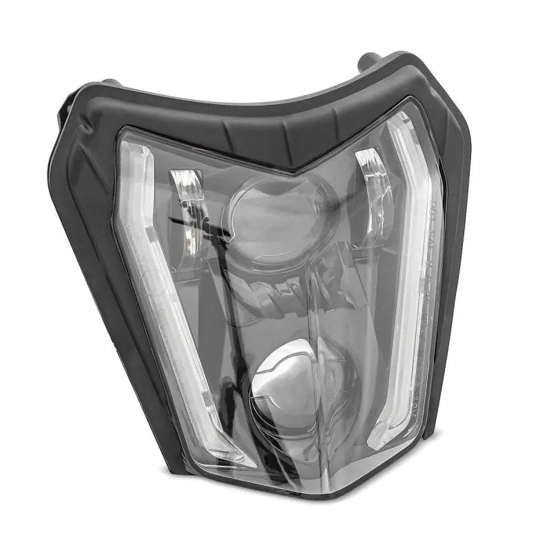 Lampe de Phare LED moto ECE homologuée + Plaque Enduro Offroad Universel XDure SW2 DRL blanc Le Pratique du Motard