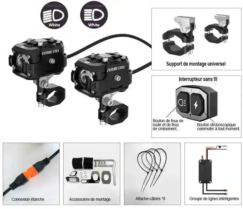 Phare Additionnel moto LED - Intérrupteur Sans fil - Le Pratique du Motard