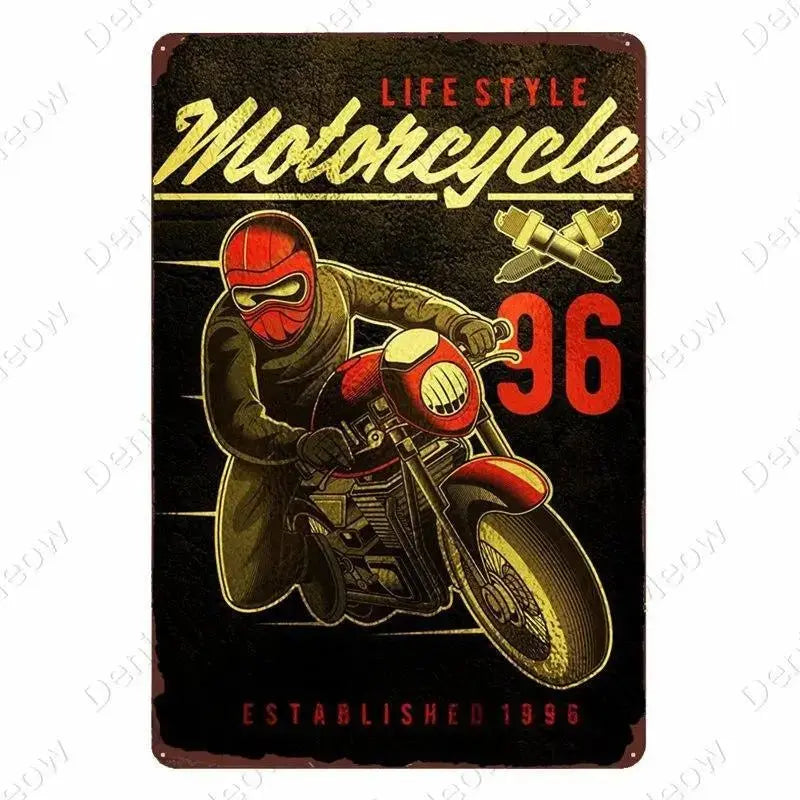 Plaque décorative métalique Moto Garage - Le Pratique du Motard