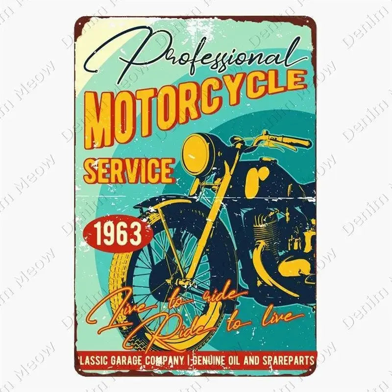 Plaque décorative métalique Moto Garage - Le Pratique du Motard