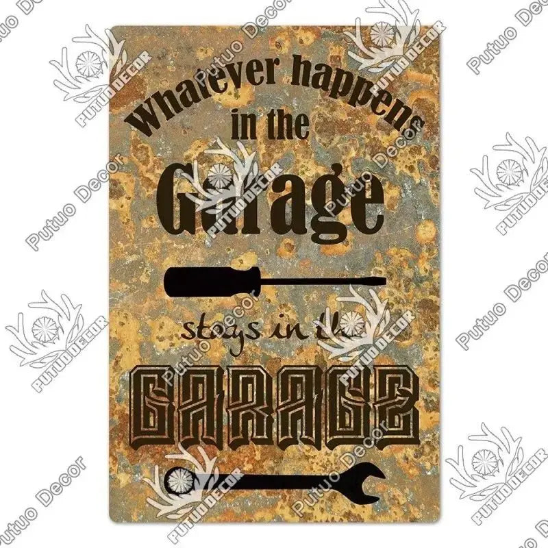 Plaque décorative métallique Garage - Le Pratique du Motard