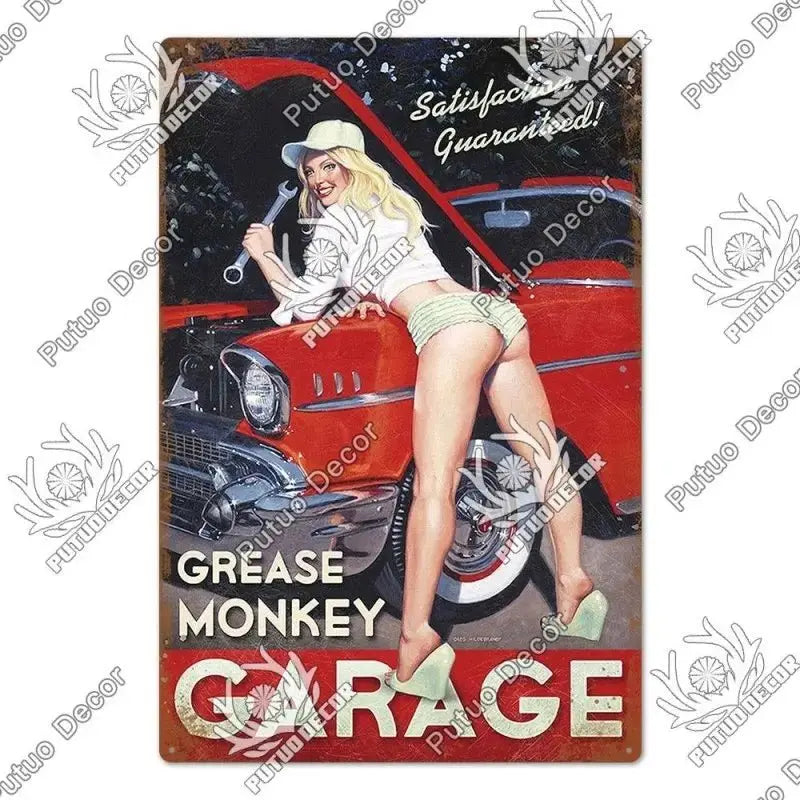 Plaque décorative métallique Garage - Le Pratique du Motard