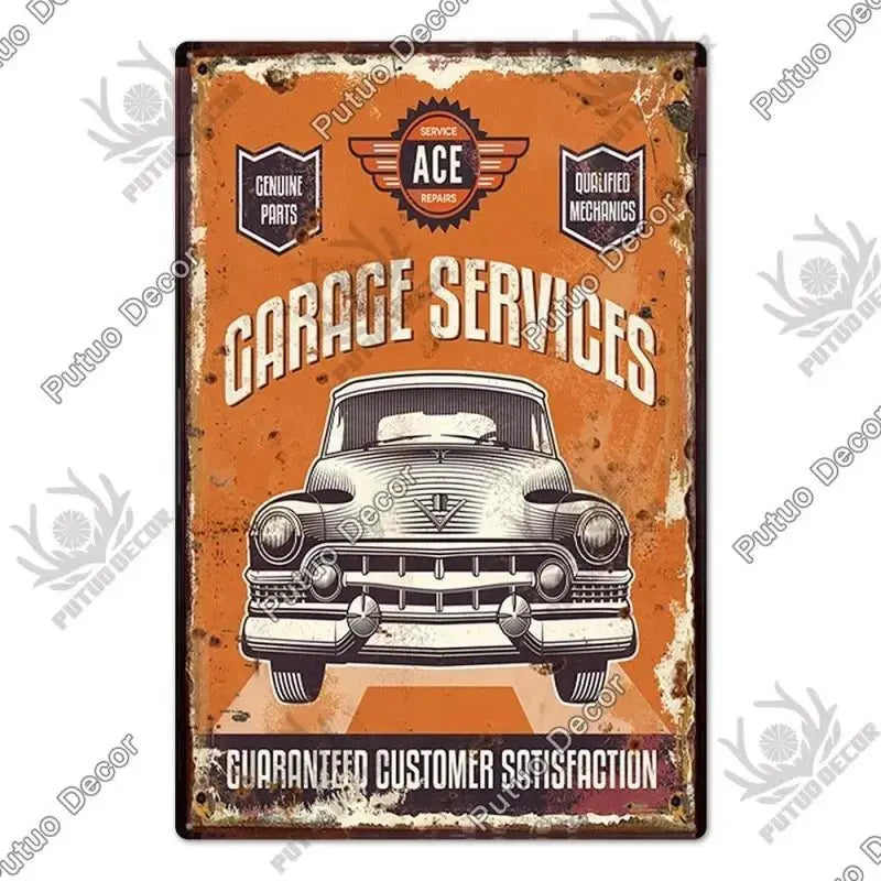 Plaque décorative métallique Garage - Le Pratique du Motard