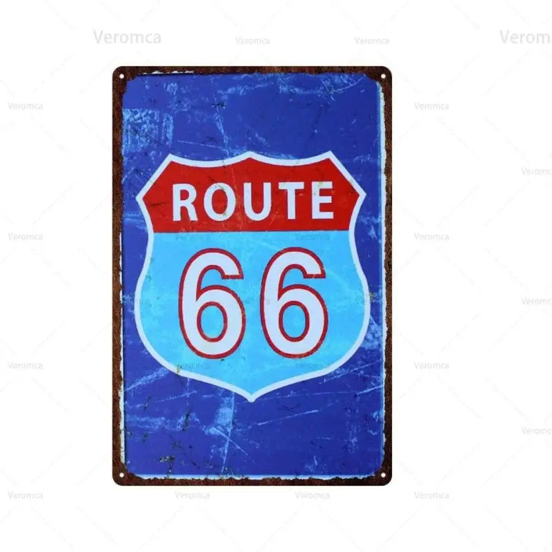 Plaque décorative métallique Route 66 - Le Pratique du Motard