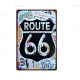 Plaque décorative métallique Route 66 - Le Pratique du Motard