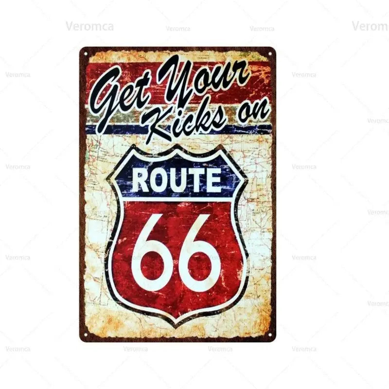 Plaque décorative métallique Route 66 - Le Pratique du Motard