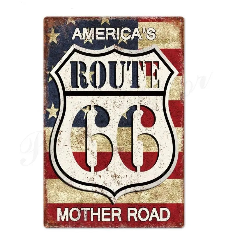 Plaque américaine décorative Route 66 Le Pratique du Motard