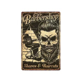 Plaque métallique décorative "BARBER SCHOOL" - Le Pratique du Motard