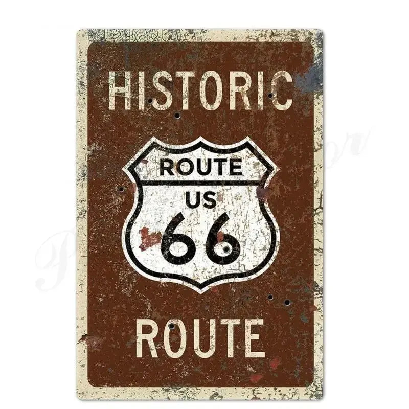 Plaque métallique décorative ROUTE66 - Le Pratique du Motard