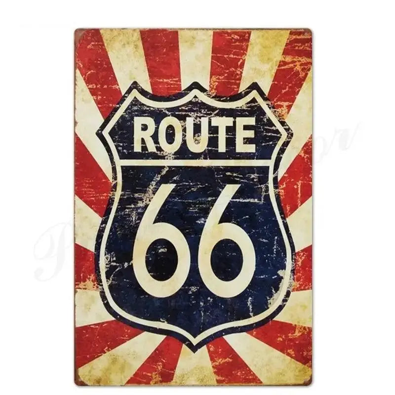 Plaque métallique décorative ROUTE66 - Le Pratique du Motard