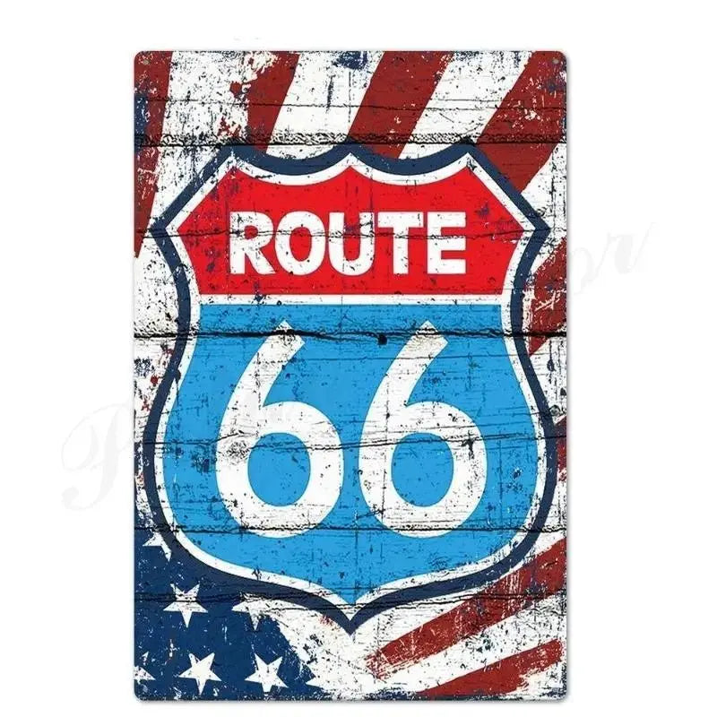 Plaque métallique décorative ROUTE66 - Le Pratique du Motard