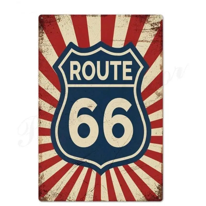 Plaque métallique décorative ROUTE66 - Le Pratique du Motard