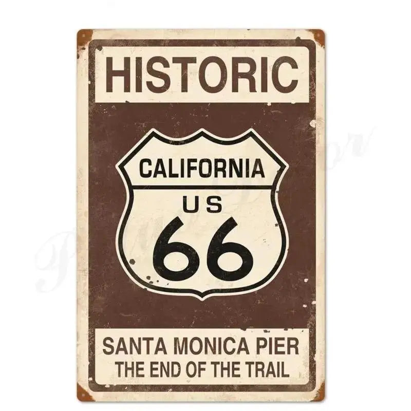 Plaque métallique décorative ROUTE66 - Le Pratique du Motard