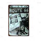 Plaque métallique Route 66 - Le Pratique du Motard