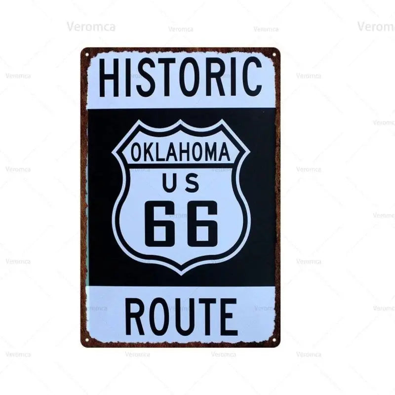 Plaque métallique Route 66 - Le Pratique du Motard