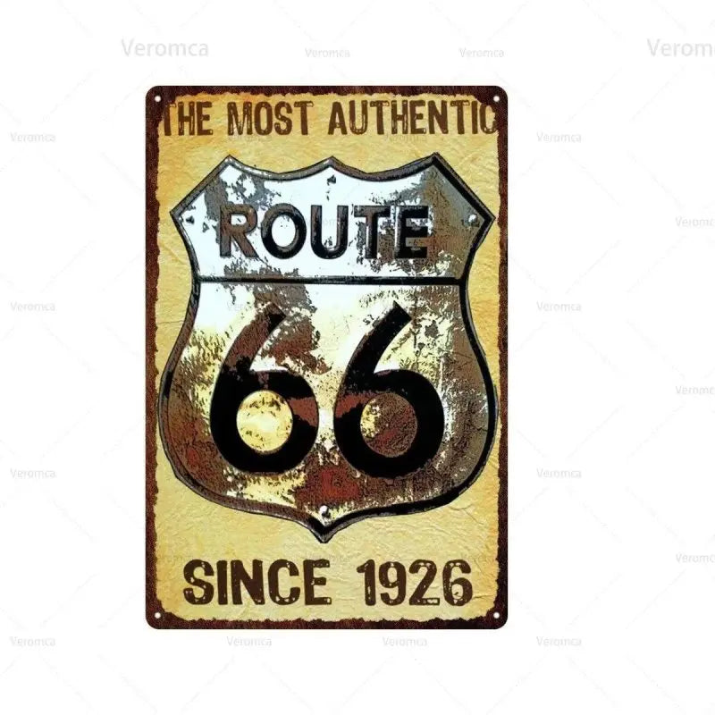 Plaque métallique Route 66 - Le Pratique du Motard