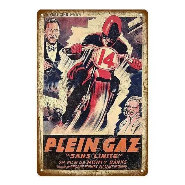 Plaque métallique "Vieille moto" - Le Pratique du Motard