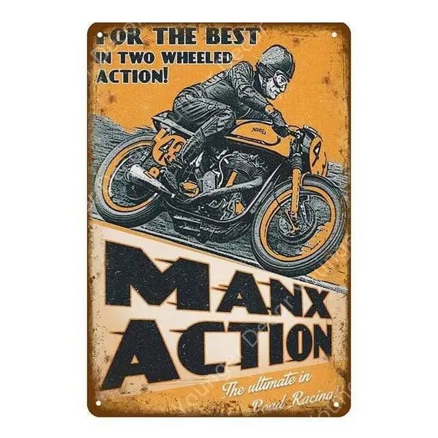 Plaque métallique "Vieille moto" - Le Pratique du Motard