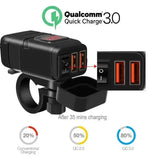 Prise USB moto Fast Charge + Voltmeter - Le Pratique du Motard