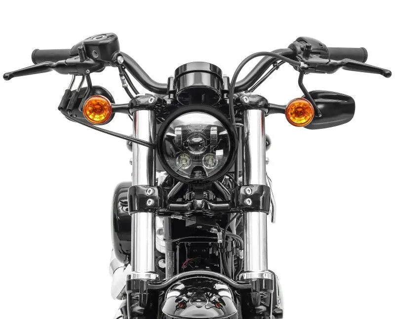 Projecteur LED moto 5,75 pouces avec Adaptateur H4-H13 compatible avec Harley Davidson noir Le Pratique du Motard