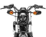 Projecteur LED moto 5,75 pouces avec Adaptateur H4-H13 compatible avec Harley Davidson noir Le Pratique du Motard