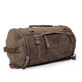 Set: Sac à dos moto Canvas RG8 Sacoche moto Vintage 20Ltr Retro marron + Sacoche de selle Moto arrière Vintage 25L Canvas Sac à dos Rouleau Le Pratique du Motard
