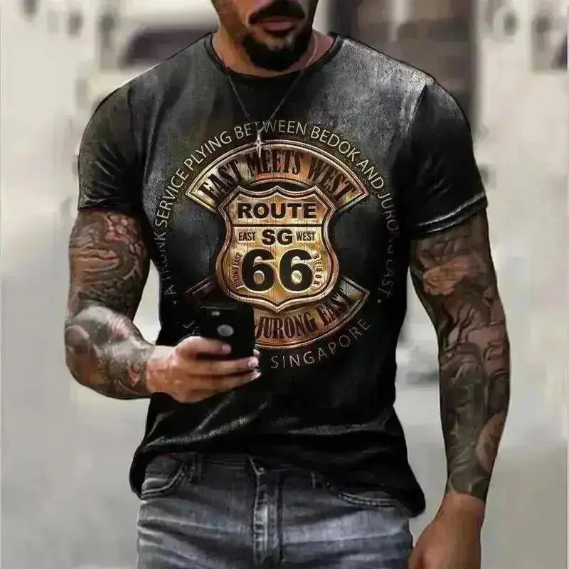 T-shirt pour homme noir imprimé Homme idéal Motard