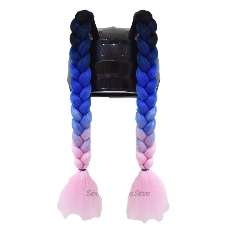 Tresse pour casque moto - Noir/Bleu/Rose - Le Pratique du Motard