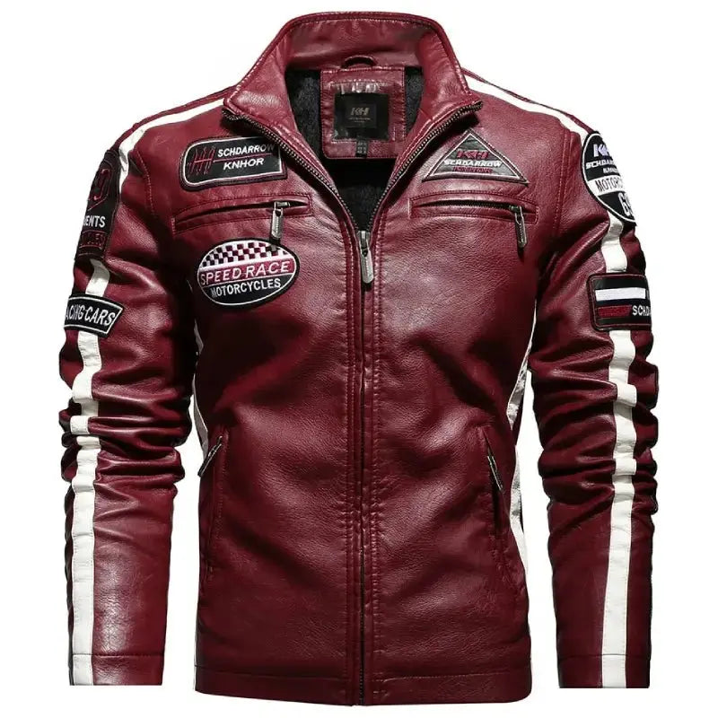 Blouson moto cuir vintage rouge - Speed RACE Le Pratique du Motard