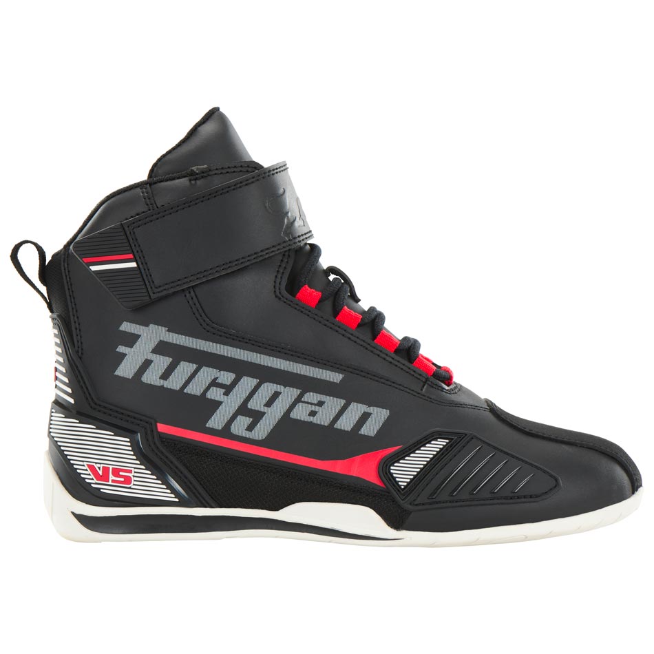 Chaussures Moto Homme Étanches | Furygan™ V5 D3O® WP Noir Blanc Rouge — vue trois quarts