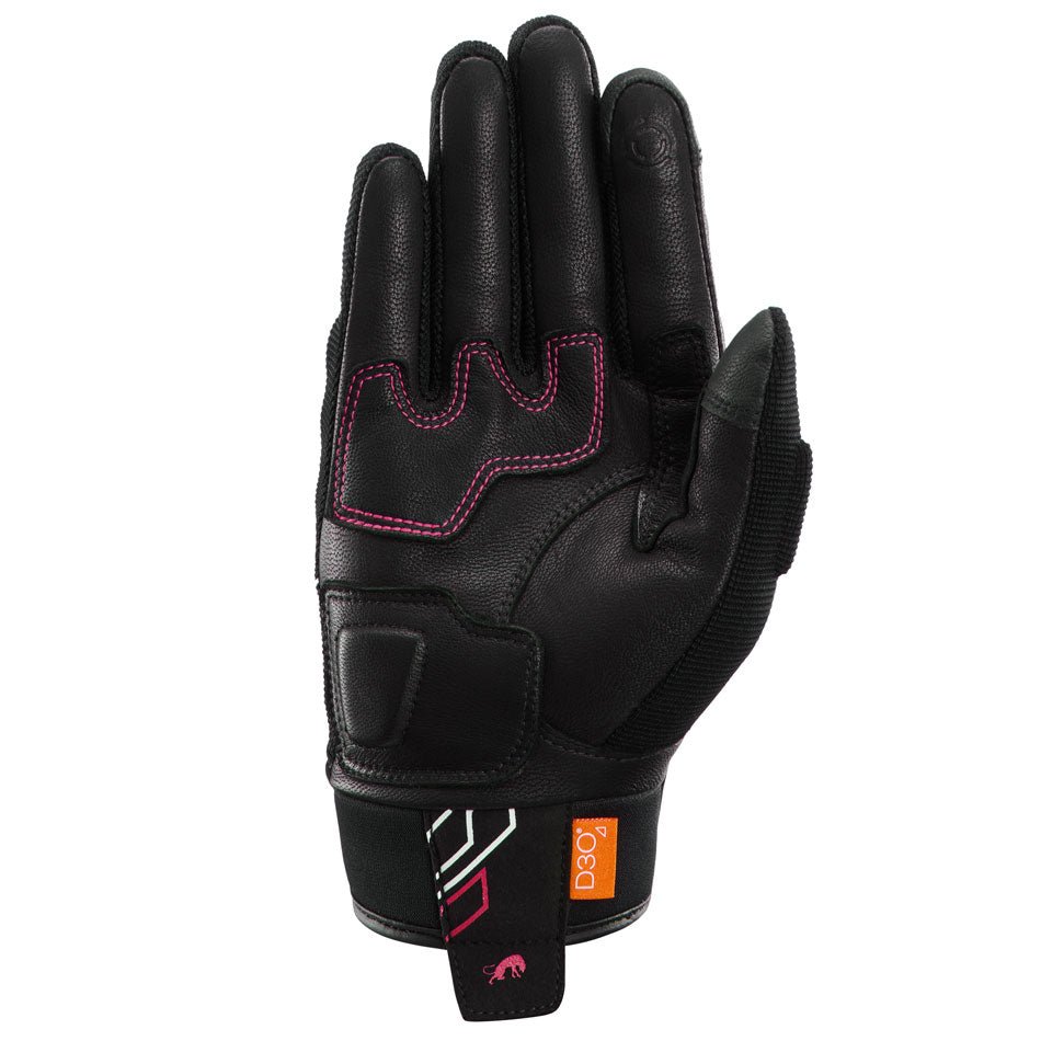 Gants Moto Furygan JET NEON D3O® LADY Noir - Blanc - Rose — Certifié CE - LE PRATIQUE DU MOTARD