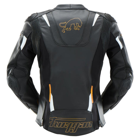 Blouson Cuir Moto Femme Racing Homologué AAA — Noir-Or, vue vue 2
