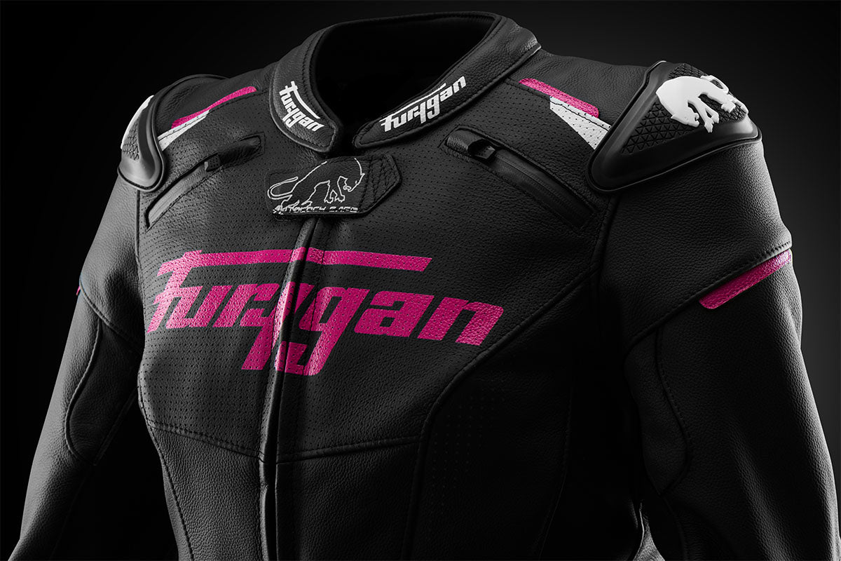 Blouson Moto Furygan RAPTOR LADY — Protection CE Niveau AAA Noir - Blanc - Rose - LE PRATIQUE DU MOTARD