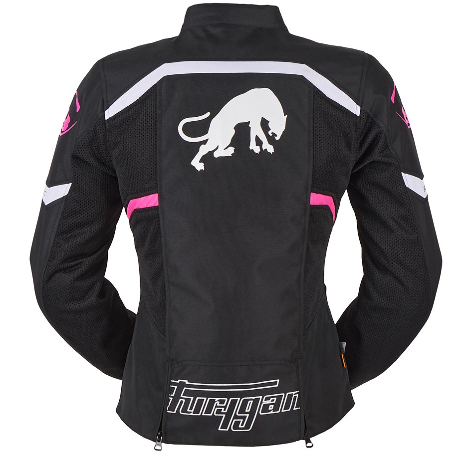 Blouson Moto Furygan MYSTIC EVO VENTED — Protection CE Niveau A Noir - Blanc - Rose - LE PRATIQUE DU MOTARD