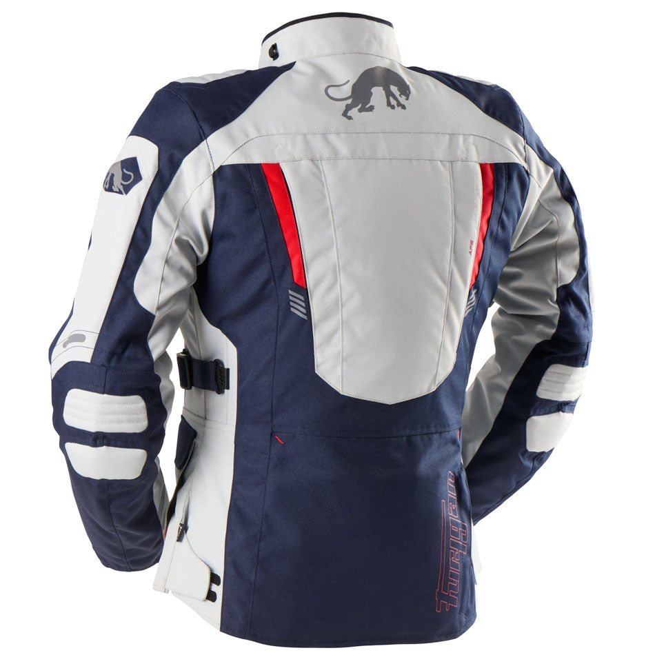 Blouson Moto Furygan APALACHES LADY EVO — Protection CE Niveau AA Bleu - Pearl - Rouge - LE PRATIQUE DU MOTARD